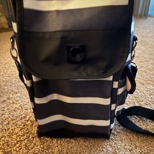 Stylish Black and White Striped Wine Bag